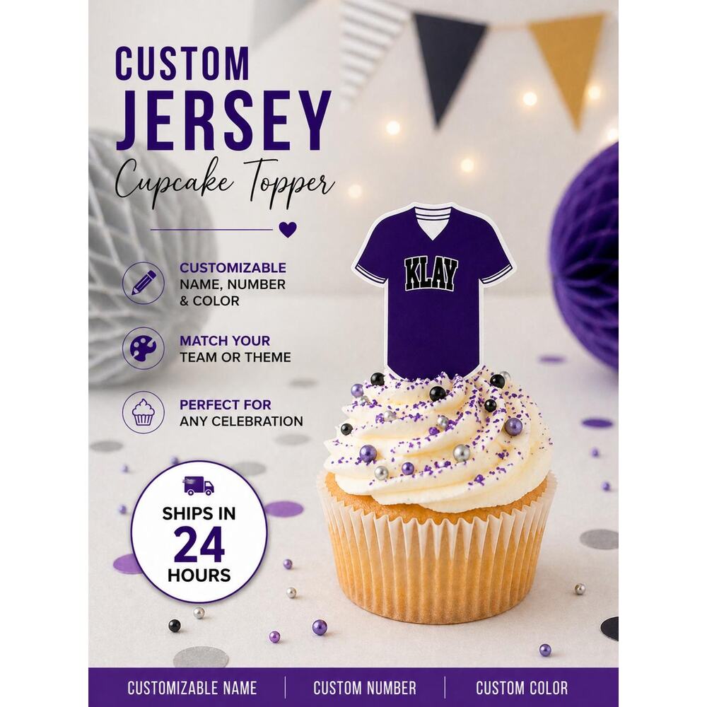 Custom Jersey Cupcake Toppers Personalized Custom Team Birthday Deocor
